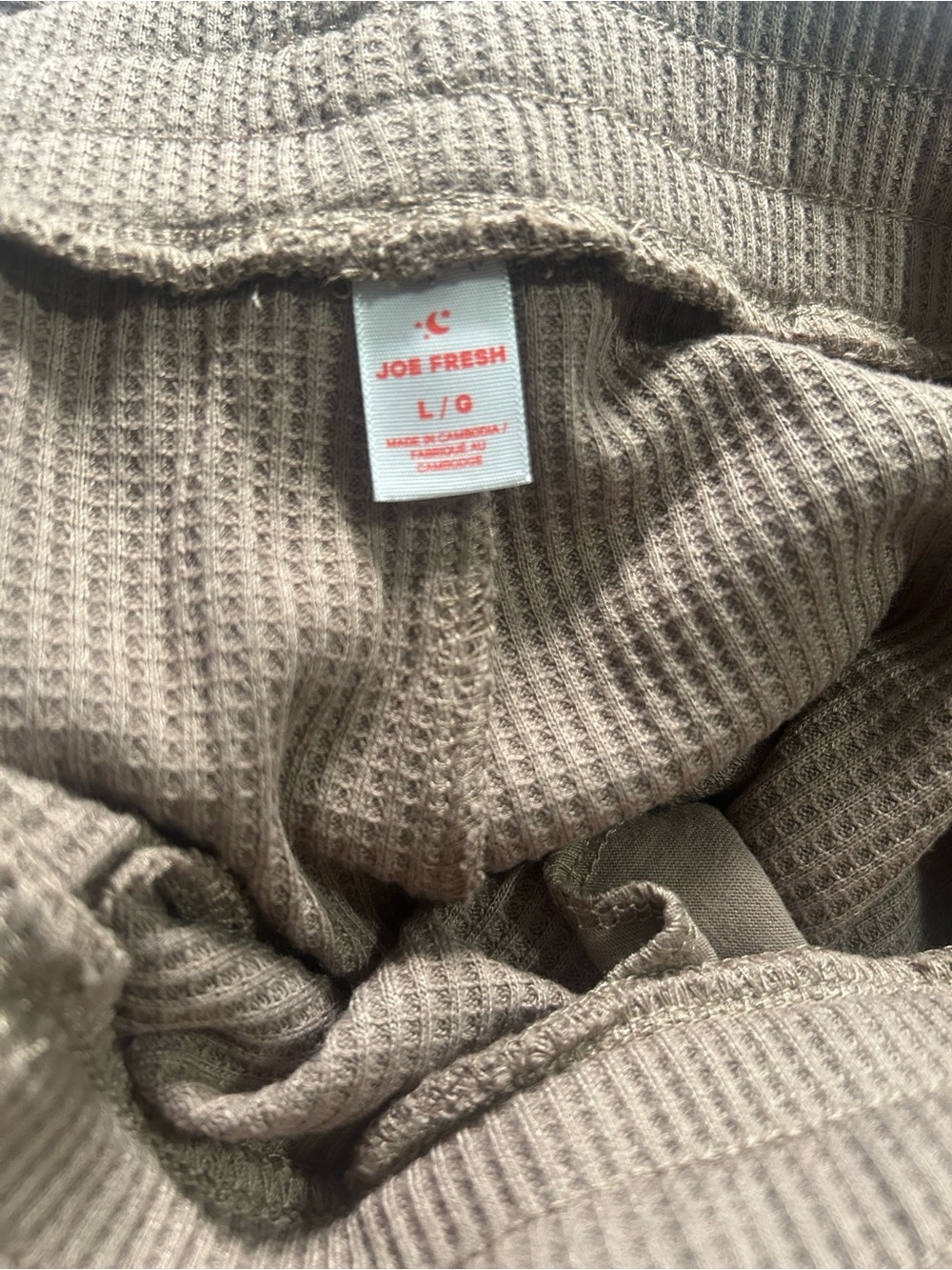 2pc Set Taupe Waffle Knit Lounge Set Cowl Neck & Joggers Women’s Size L - Picture 9 of 15